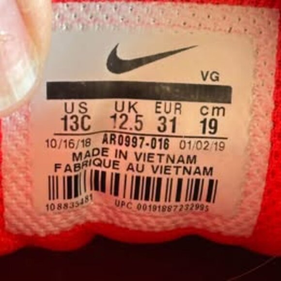 Nike Fastflex Baseball Softball Cleats Youth 13C Black Red Molded AR0996-016 - Picture 7 of 9